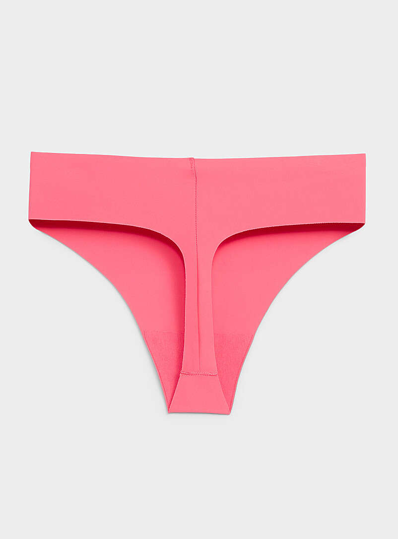 Miiyu: Le tanga taille haute coup&eacute; laser extensible Nylon recycl&eacute; Beige pour femme