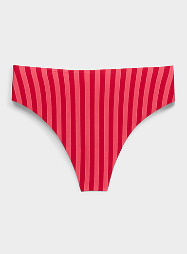 Miiyu Fuchsia Stretch laser-cut high-waist thong Recycled nylon for women