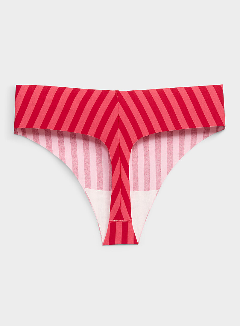 Miiyu: Le tanga taille haute coup&eacute; laser extensible Nylon recycl&eacute; Beige pour femme