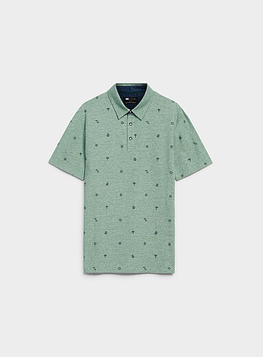 Le polo minimotifs sur rayures optiques <b>Coupe standard</b>