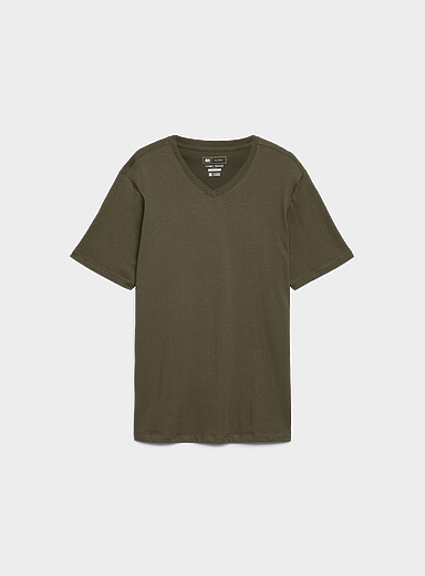 Le 31: Le t-shirt col V <b>Coupe standard</b> Vert fonc&eacute; - Mousse pour homme