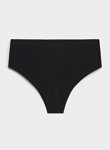 Miiyu Black Stretch microfibre high-waist thong Recycled nylon for women