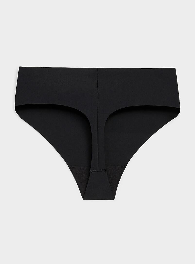 Miiyu: Le tanga taille haute microfibre extensible Nylon recycl&eacute; Bleu pour femme