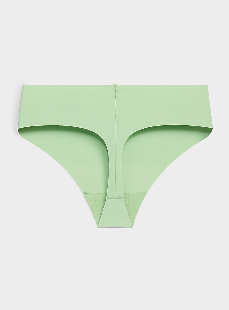 Miiyu: Le tanga taille haute microfibre extensible Nylon recycl&eacute; Bleu pour femme
