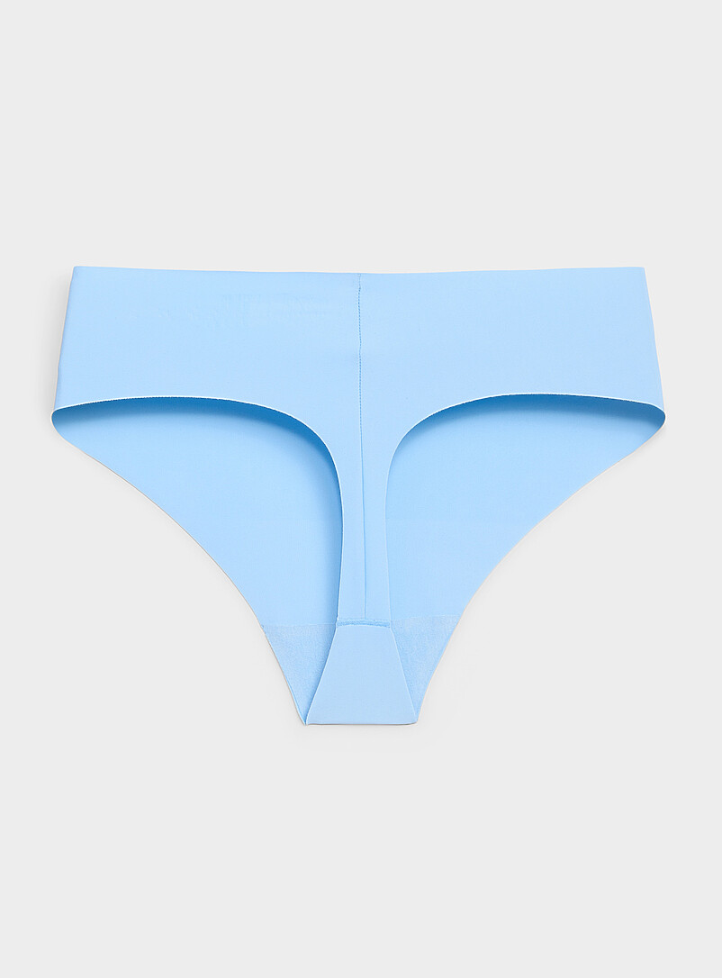 Miiyu: Le tanga taille haute microfibre extensible Nylon recycl&eacute; Bleu pour femme