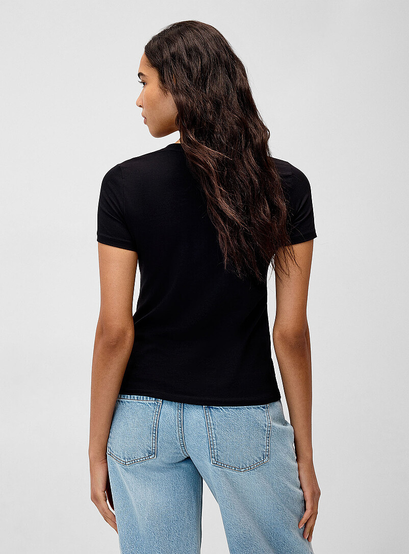 Twik White Solid organic cotton T-shirt <b>Slim fit</b> for women
