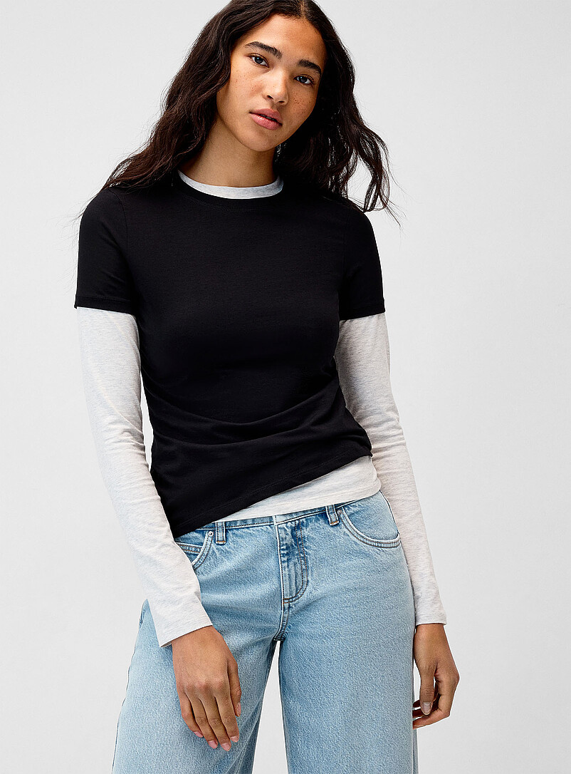 Twik White Solid organic cotton T-shirt <b>Slim fit</b> for women