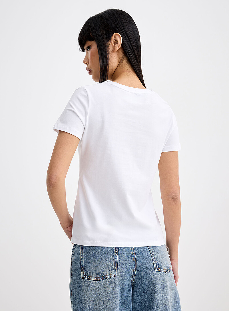 Twik: Le t-shirt coton bio uni <b>Coupe ajust&eacute;e</b> Blanc pour femme
