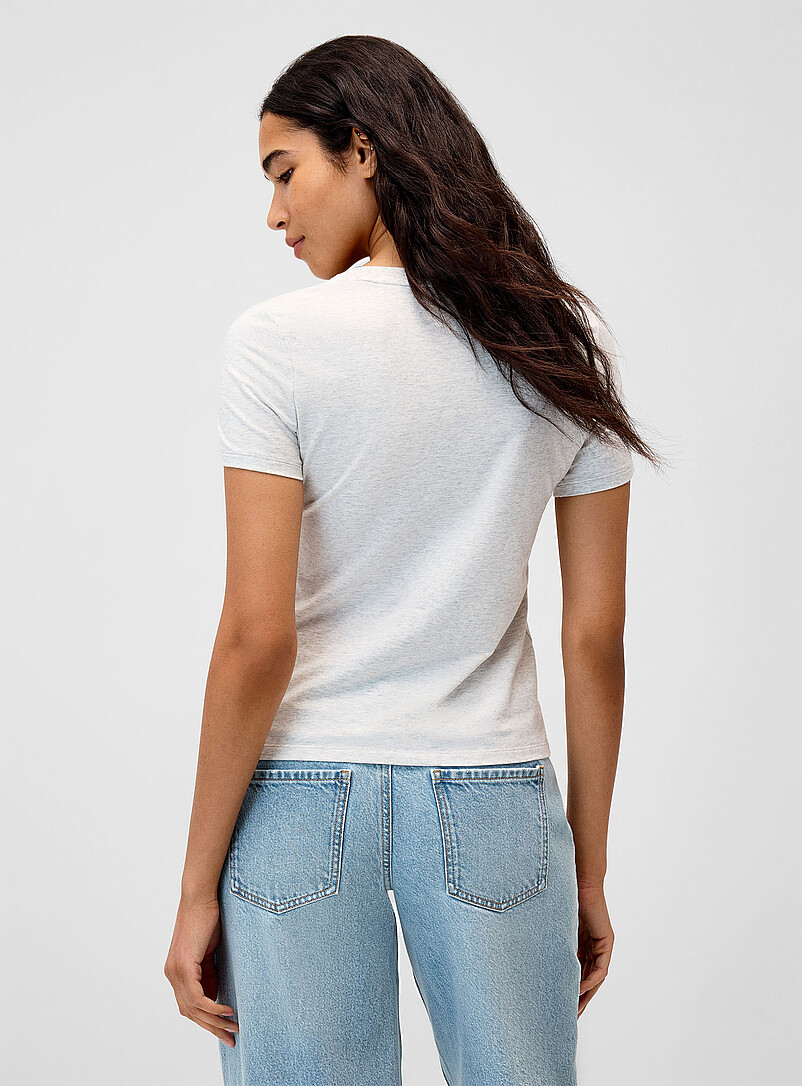 Twik White Solid organic cotton T-shirt <b>Slim fit</b> for women