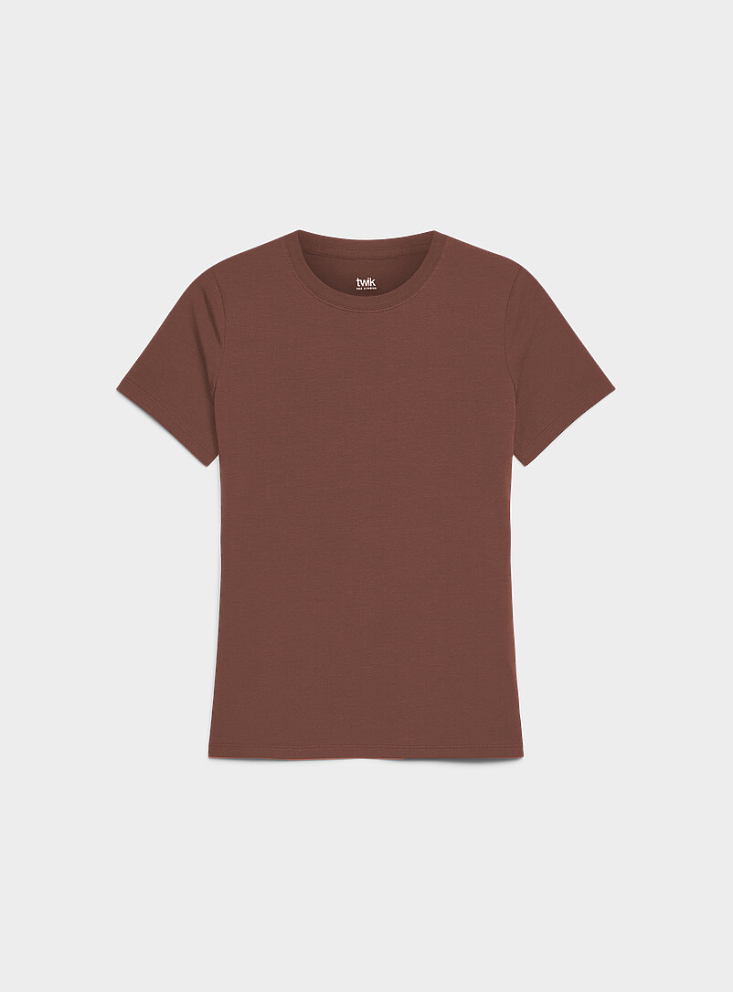 Twik: Le t-shirt coton bio uni <b>Coupe ajust&eacute;e</b> Blanc pour femme