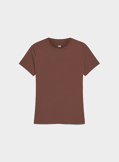 Twik: Le t-shirt coton bio uni <b>Coupe ajust&eacute;e</b> Bleu marine - Bleu nuit pour femme