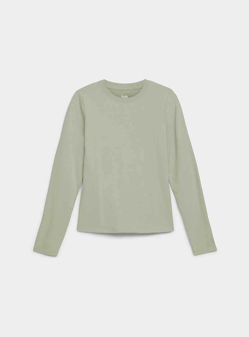 Twik: Le t-shirt manches longues coton bio <b>Coupe ajust&eacute;e</b> Noir pour femme