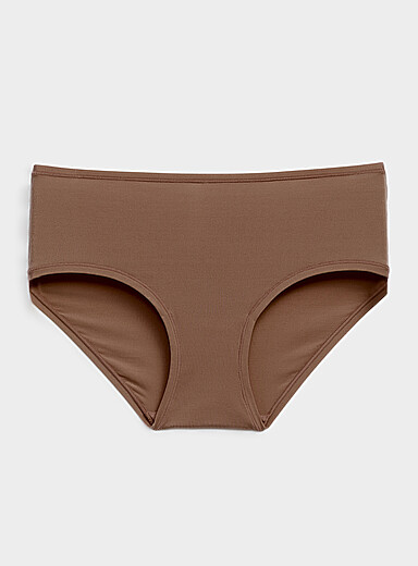 Miiyu: Le bikini microfibre lisse extensible Nylon recycl&eacute; Brun  pour femme