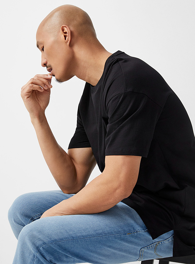 Le 31: Le t-shirt allongé coton bio Noir pour homme