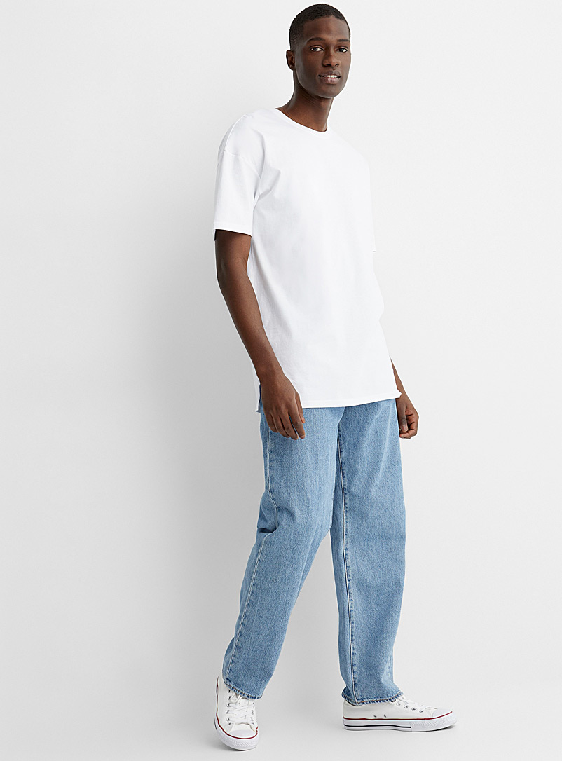 Le 31 White Organic cotton longline T-shirt Longline fit for men