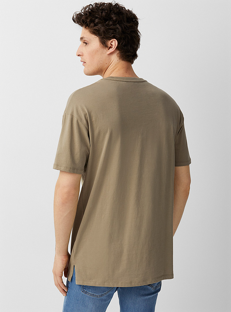 Le 31 Black Organic cotton longline T-shirt for men