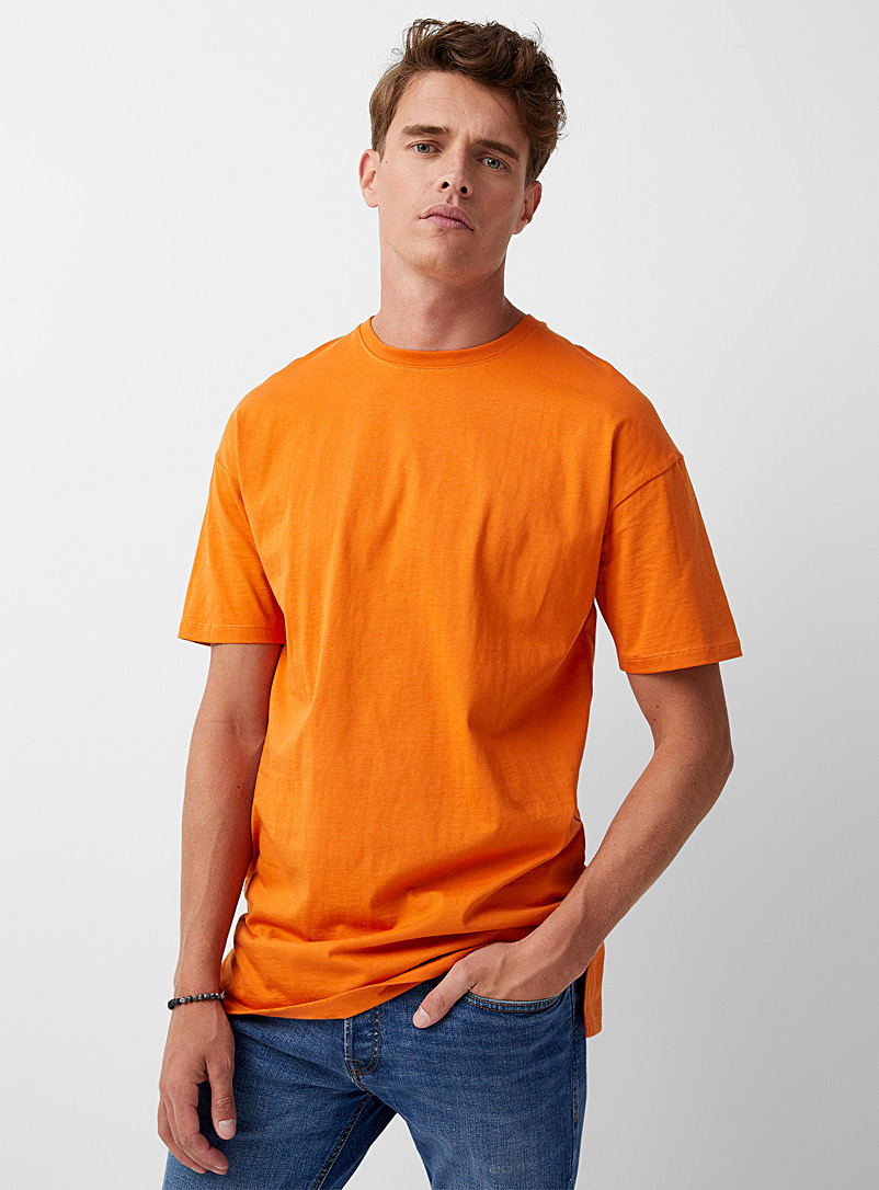 Le 31 Medium Orange Organic cotton longline T-shirt for men