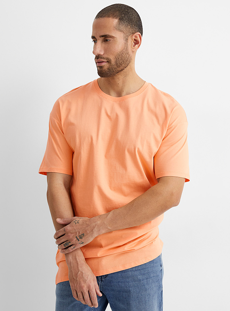 Le 31: Le t-shirt allongé coton bio Orange pâle pour homme