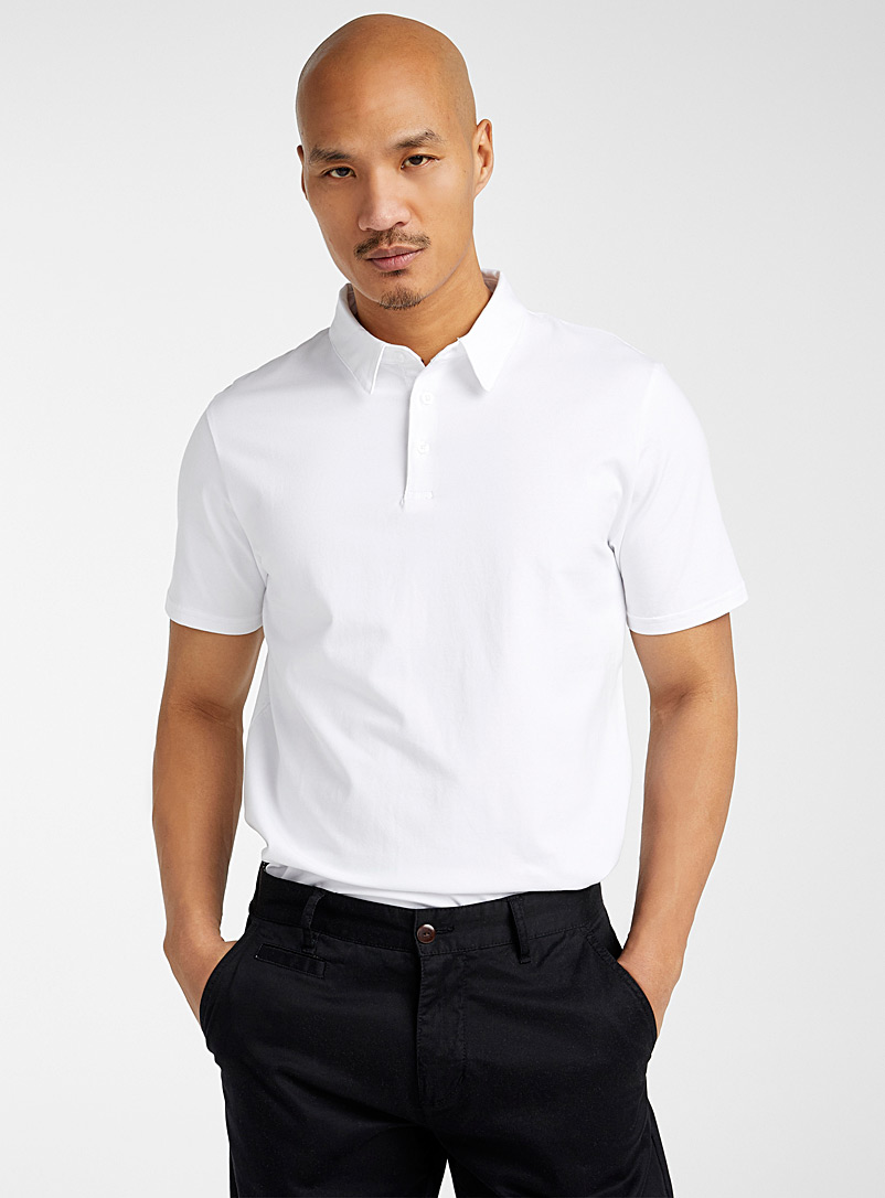 Le 31 Ivory White Solid organic cotton polo for men