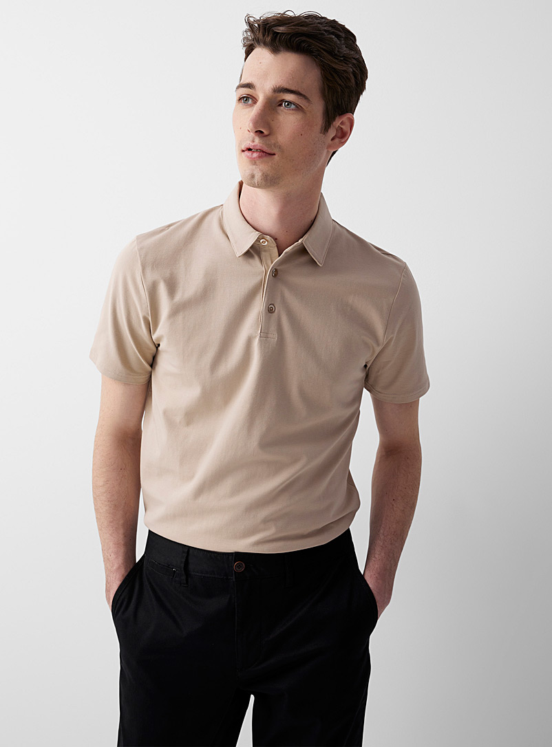 Le 31 Sand Solid organic cotton polo for men
