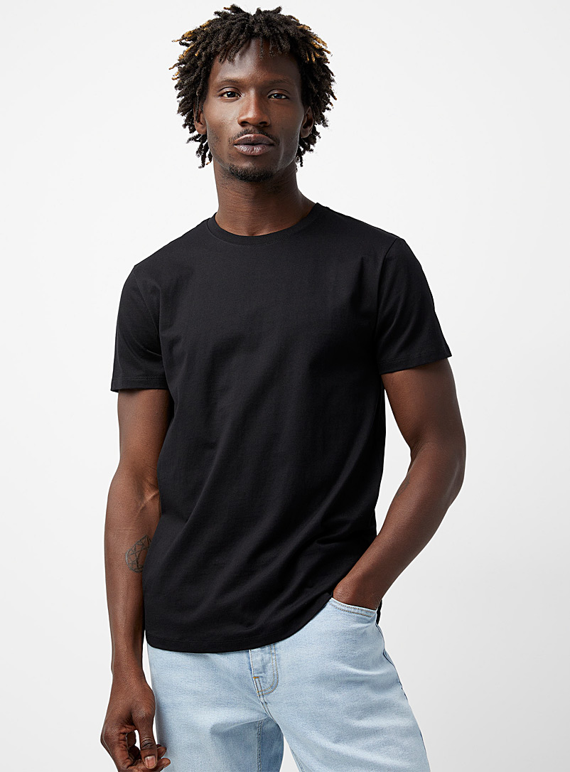 Le 31: Le t-shirt coupe ajustée coton bio Noir pour homme