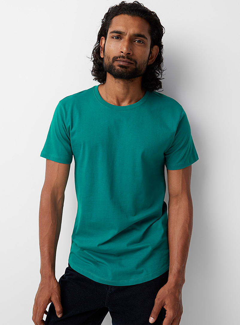 Le 31 Teal green  Organic cotton muscle-fit T-shirt for men