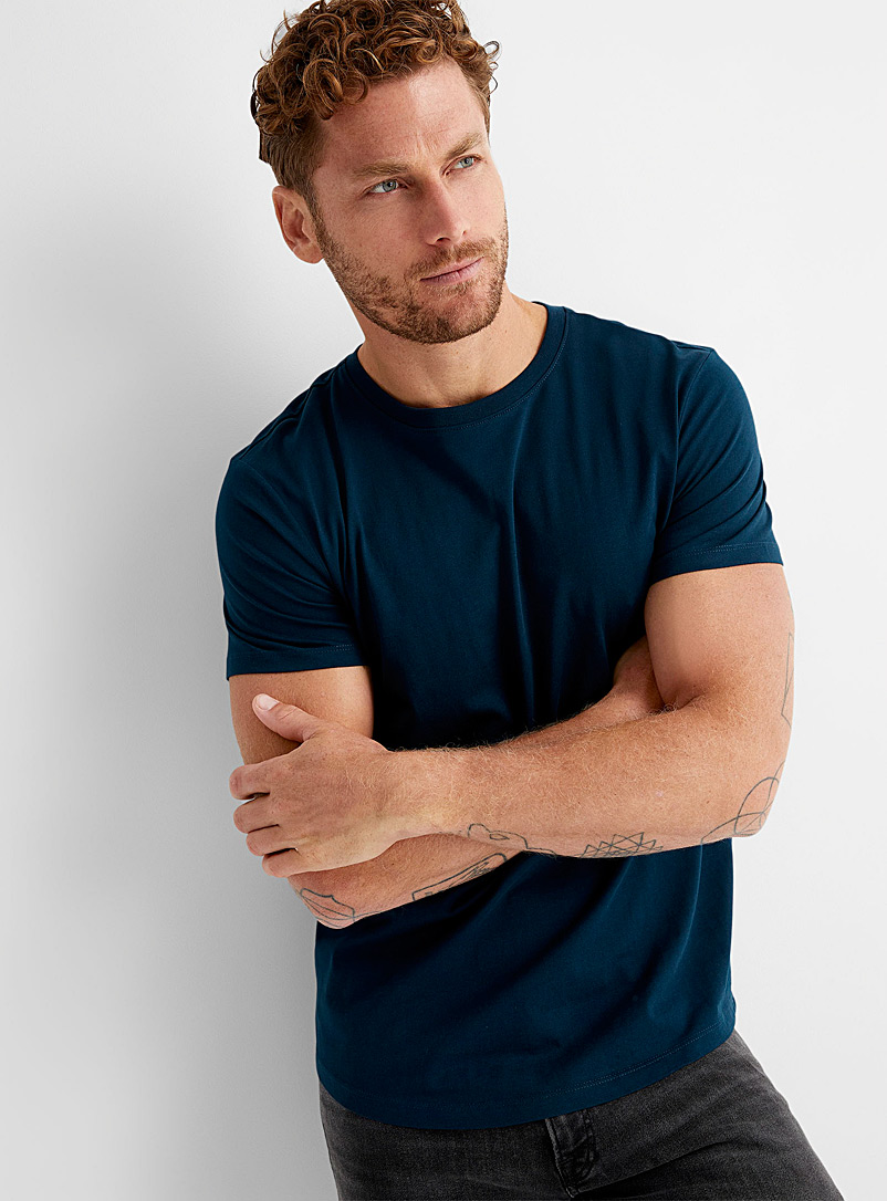 Le 31: Le t-shirt coupe ajustée coton bio Bleu royal-saphir pour homme