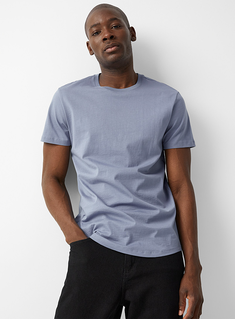 Le 31 Grey blue Organic cotton muscle-fit T-shirt for men
