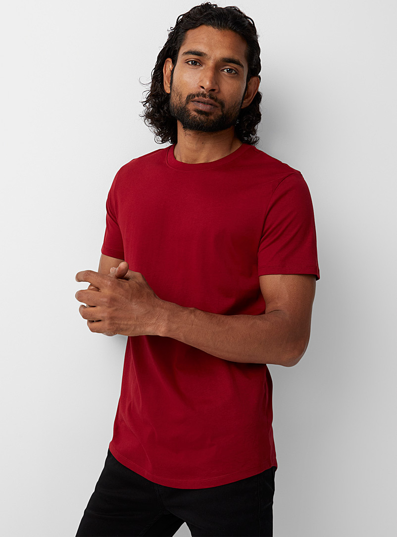 Le 31 Cherry Red Organic cotton muscle-fit T-shirt for men
