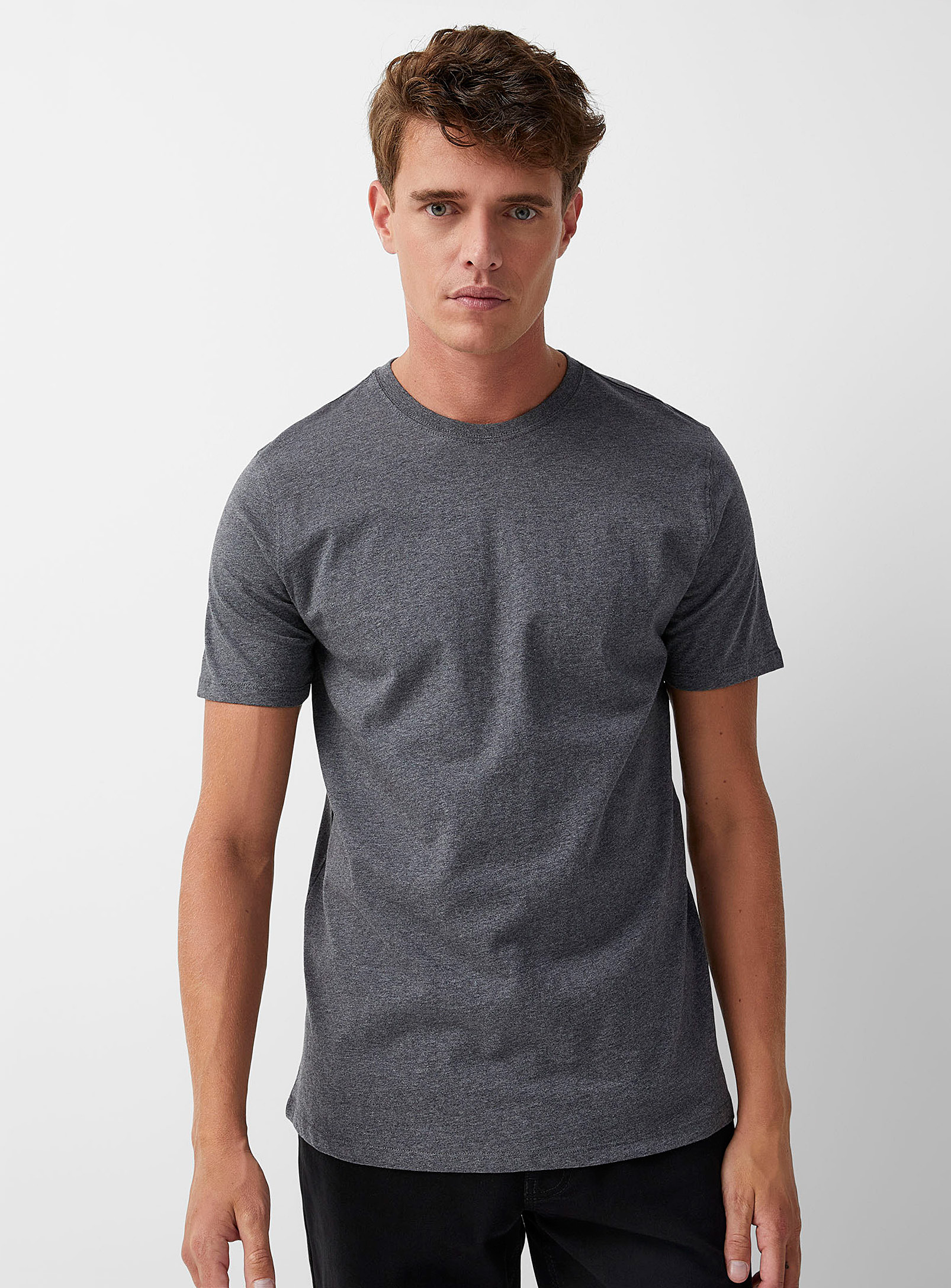 Le 31 100% Organic Cotton Crew-neck T-shirt Standard Fit In Charcoal