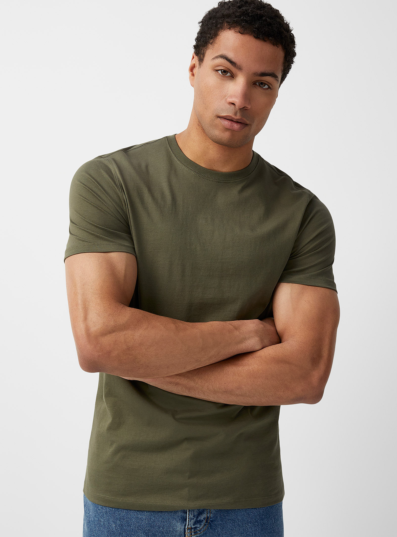 Le 31 100% Organic Cotton Crew-neck T-shirt Standard Fit In Mossy Green