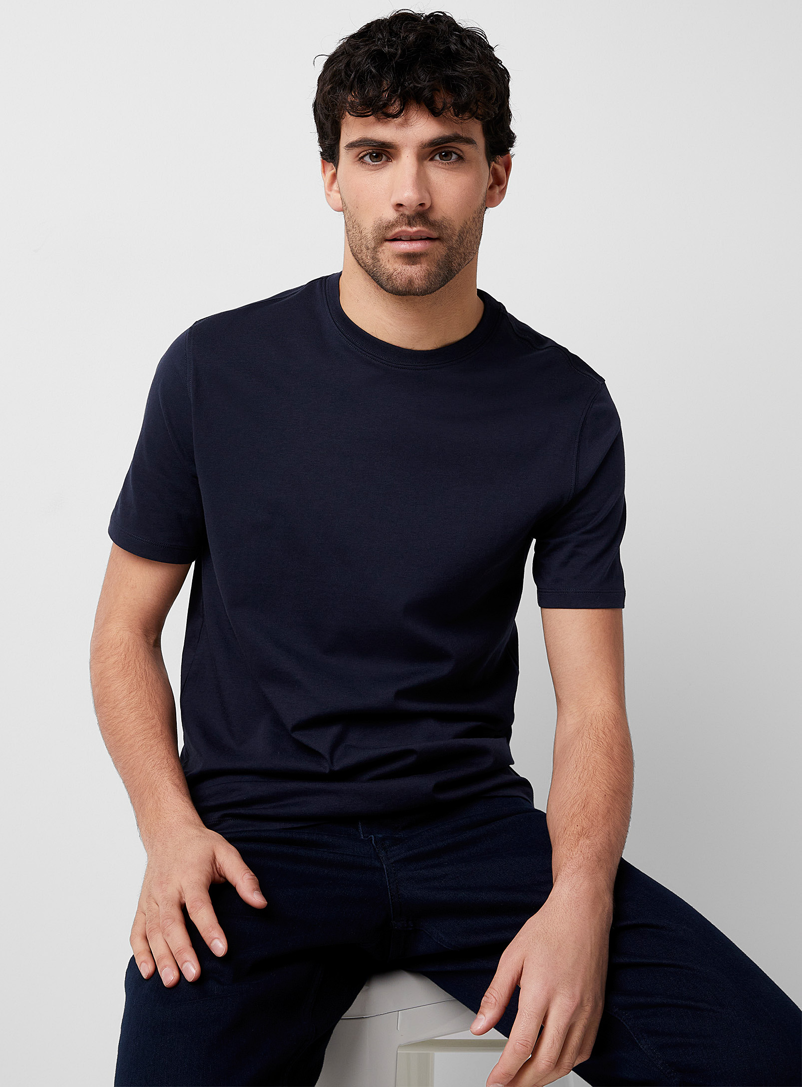 Le 31 100% Organic Cotton Crew-neck T-shirt Standard Fit In Marine Blue