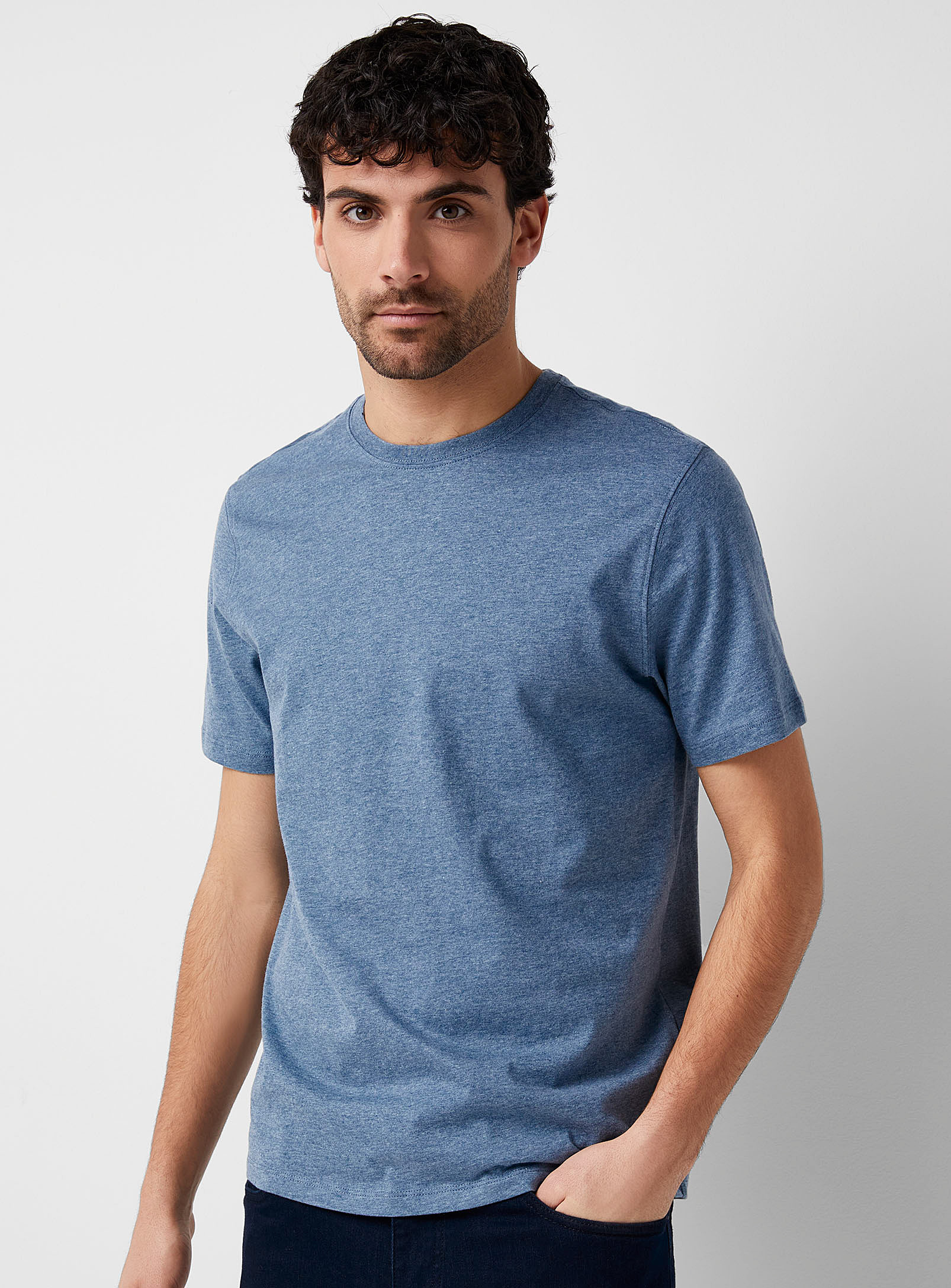 Le 31 100% Organic Cotton Crew-neck T-shirt Standard Fit In Slate Blue