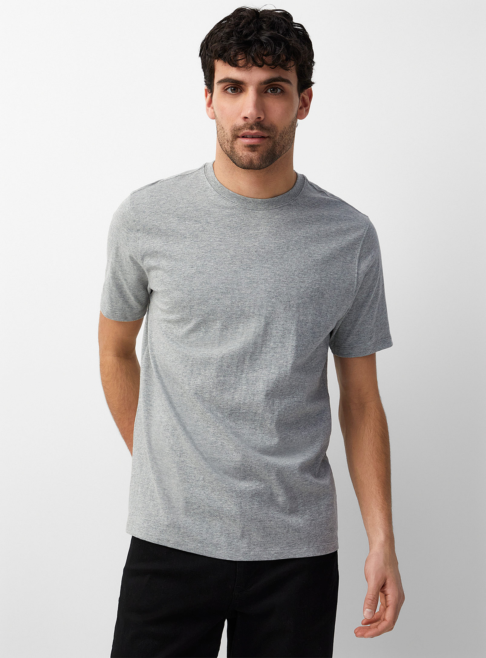 Le 31 100% Organic Cotton Crew-neck T-shirt Standard Fit In Light Grey