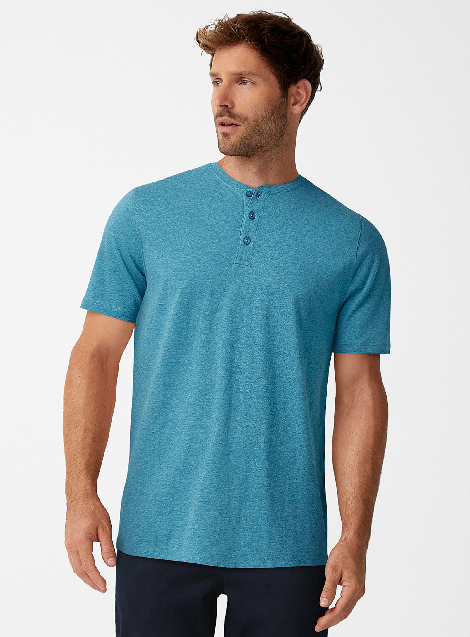 Le 31 100% Organic Cotton Henley T-shirt Standard Fit In Assorted