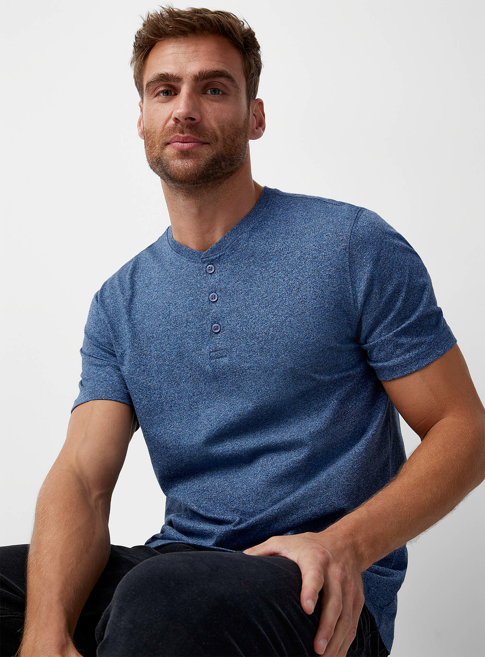 Le 31 100% Organic Cotton Henley T-shirt Standard Fit In Assorted
