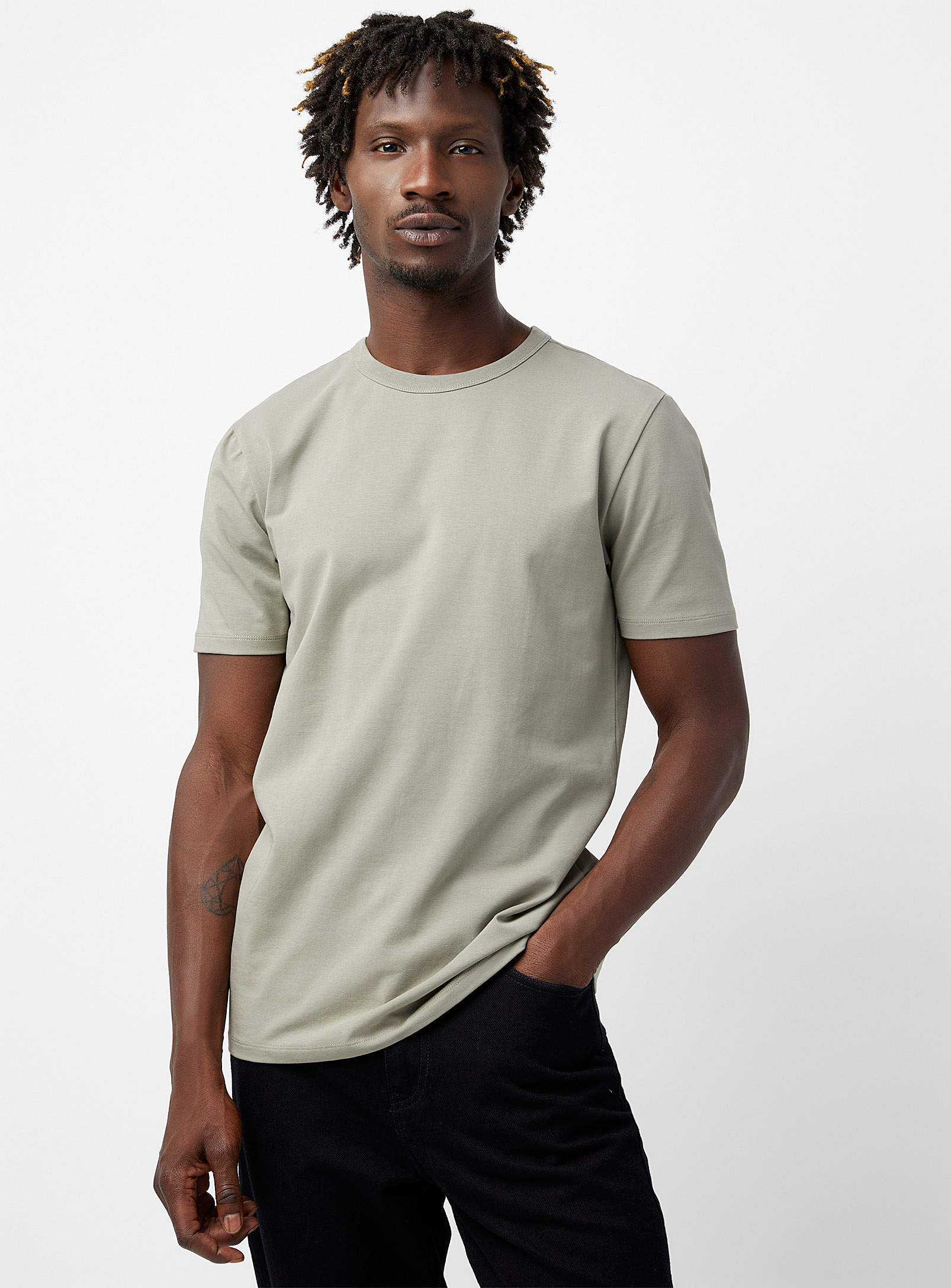 Le 31 Stretch Jersey Crew-neck T-shirt In Khaki
