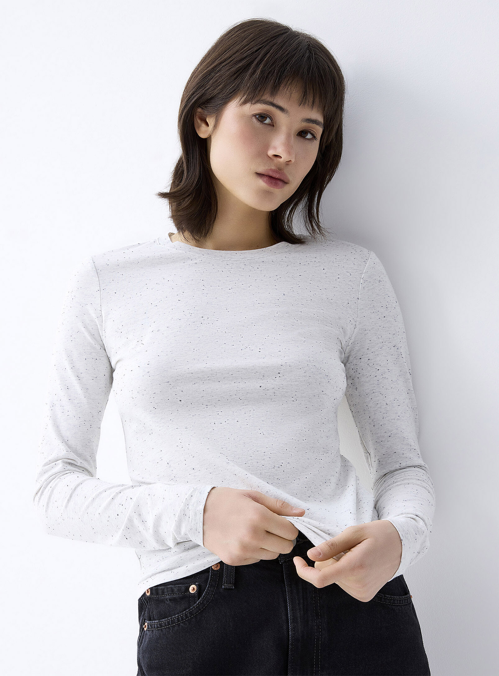 Twik - Lightweight jersey crew-neck tee Slim fit (Women, Grey, X-SMALL)