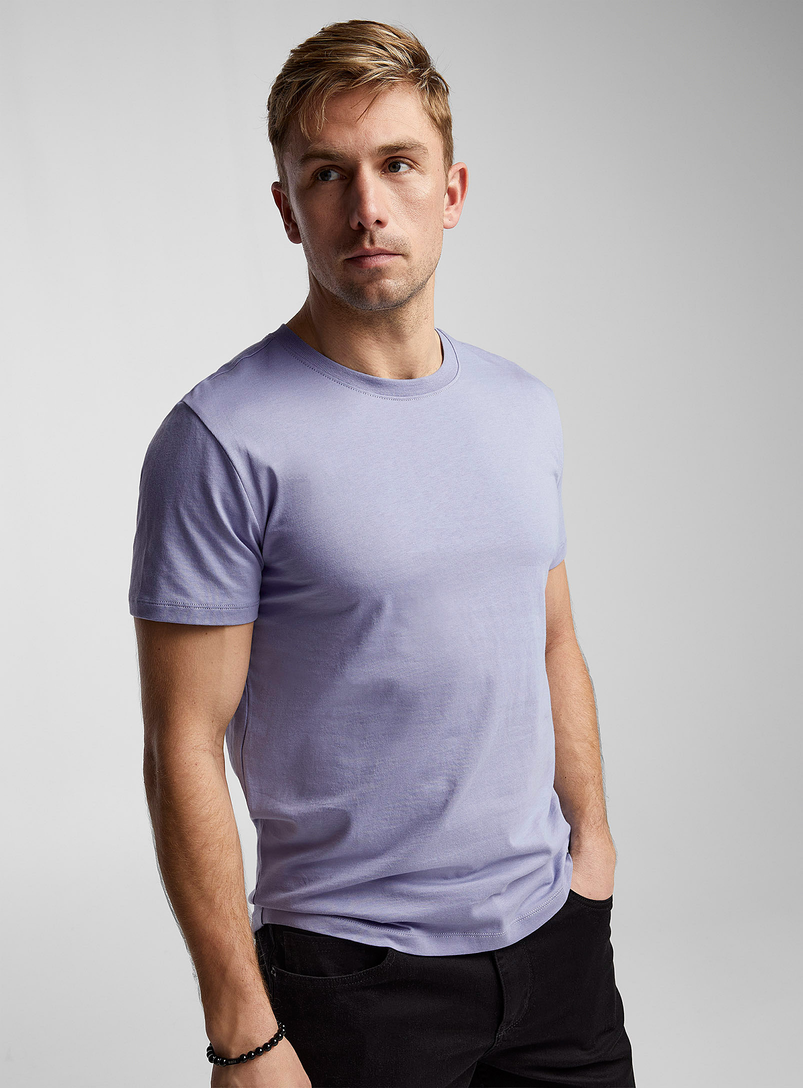 Le 31 Solid Organic Cotton Slim-fit T-shirt Muscle Fit In Purple