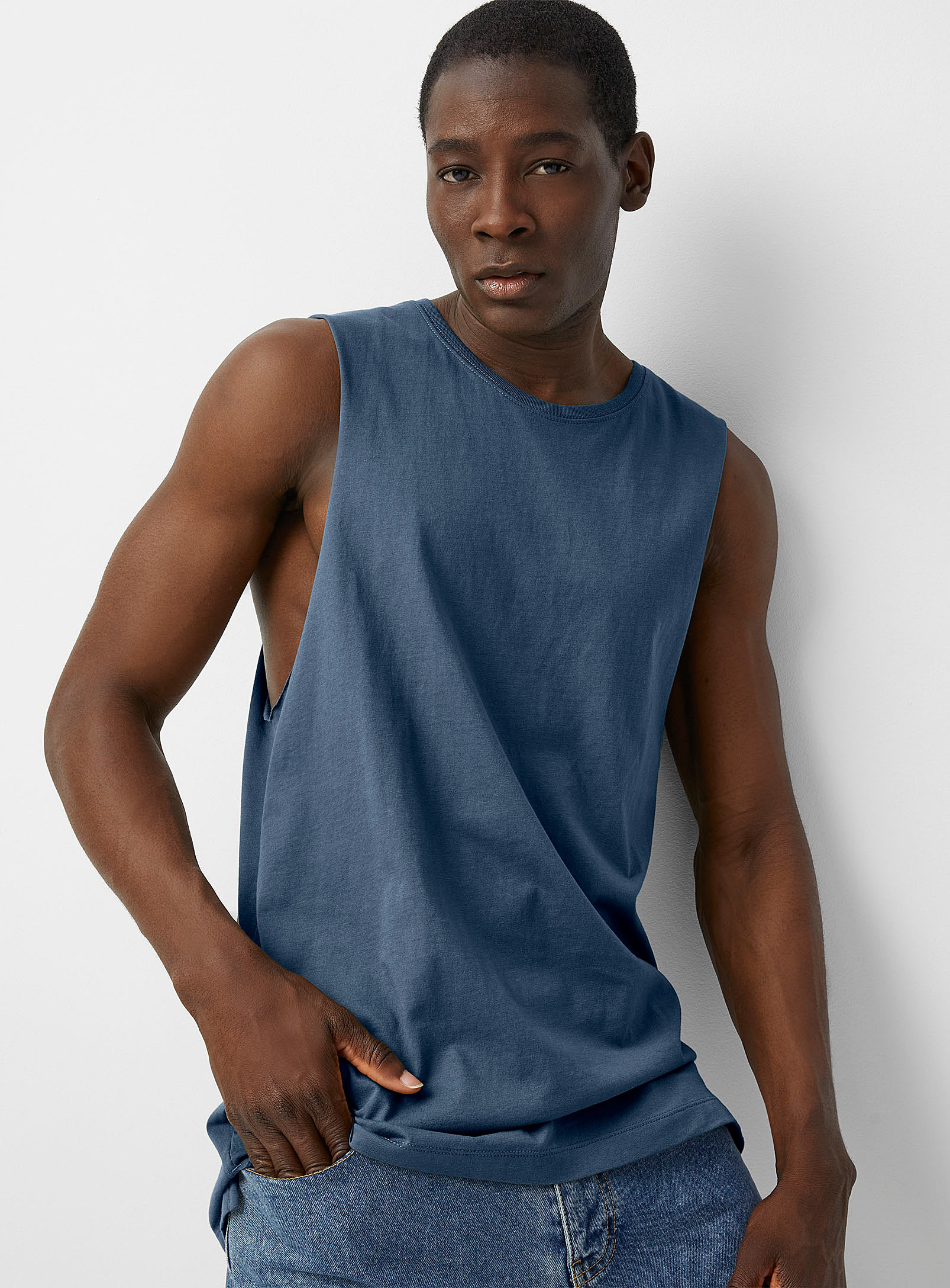 Le 31 Longline Sleeveless T-shirt Standard Fit In Blue