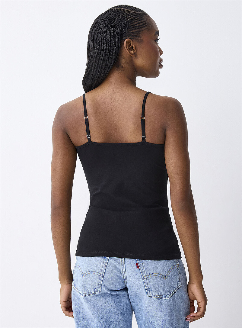 Spaghetti-strap organic cotton cami Slim fit product image 2