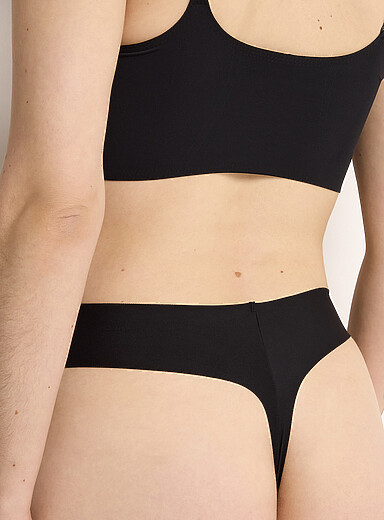 Stretch laser-cut high-waist thong Recycled nylon product image 4