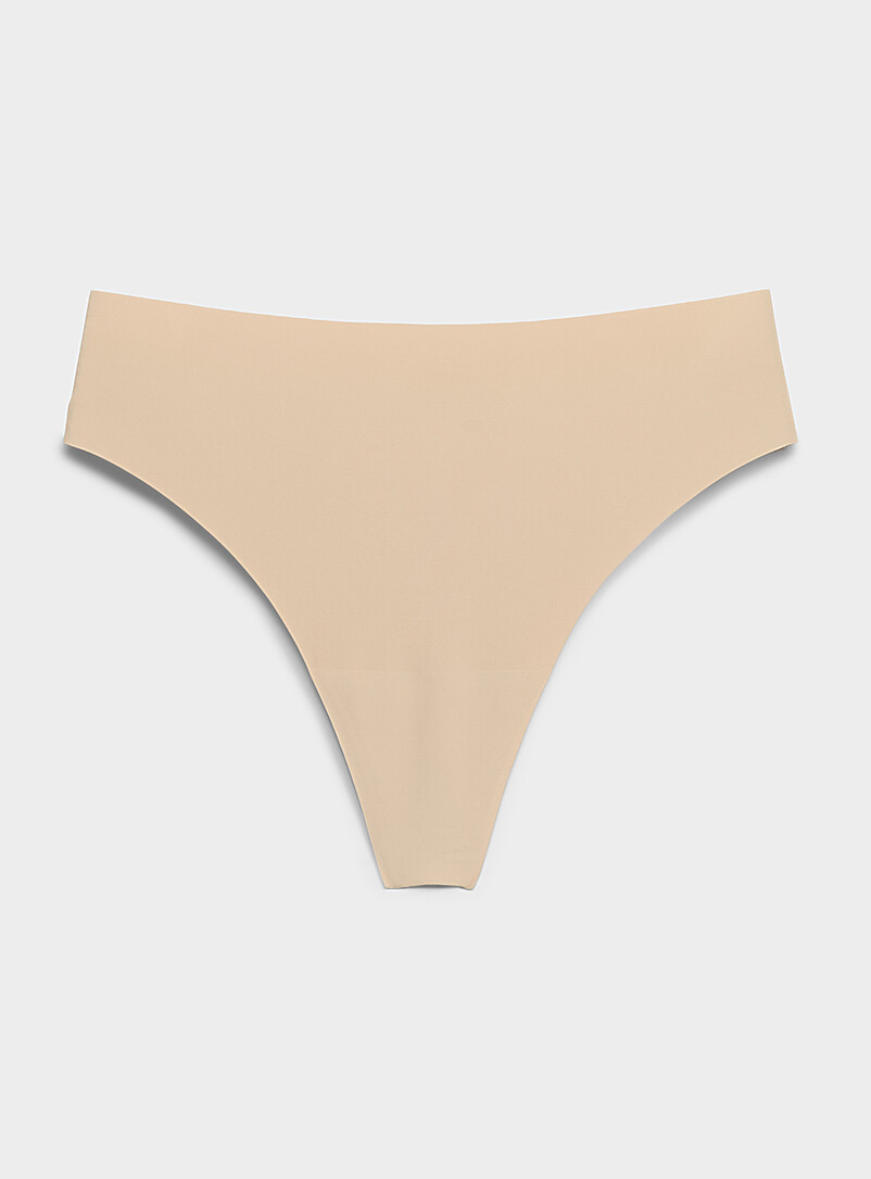 Stretch Laser-Cut High-Waist Thong Recycled Nylon