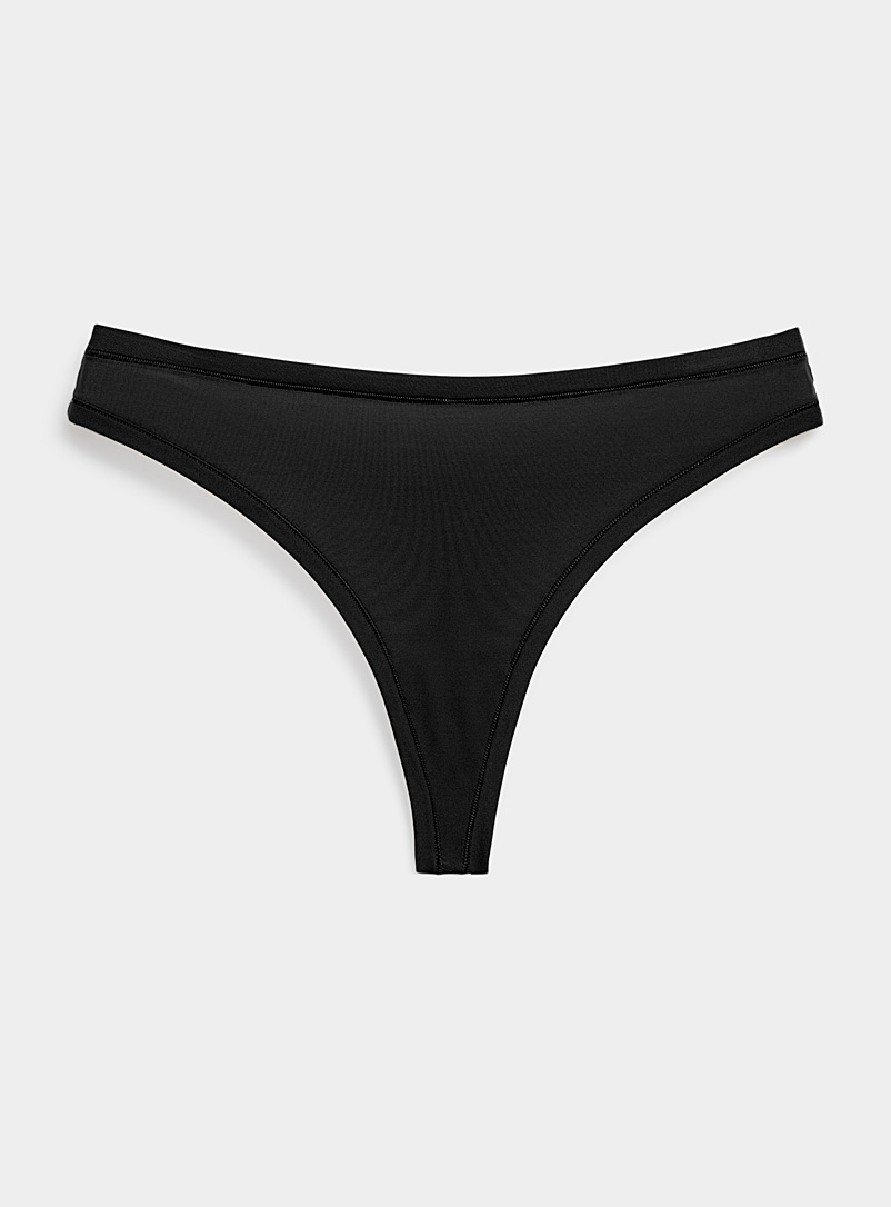 Miiyu Black Neutral stretch thong for women