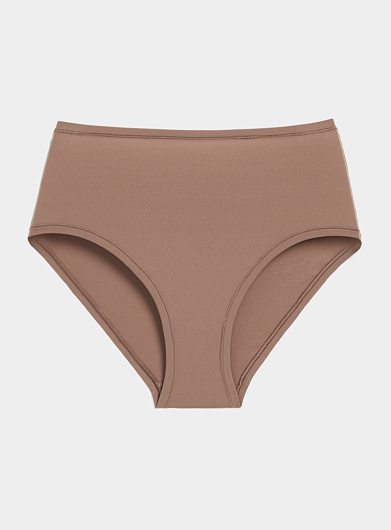 Miiyu Brown Neutral stretch high-waist bikini panty for women