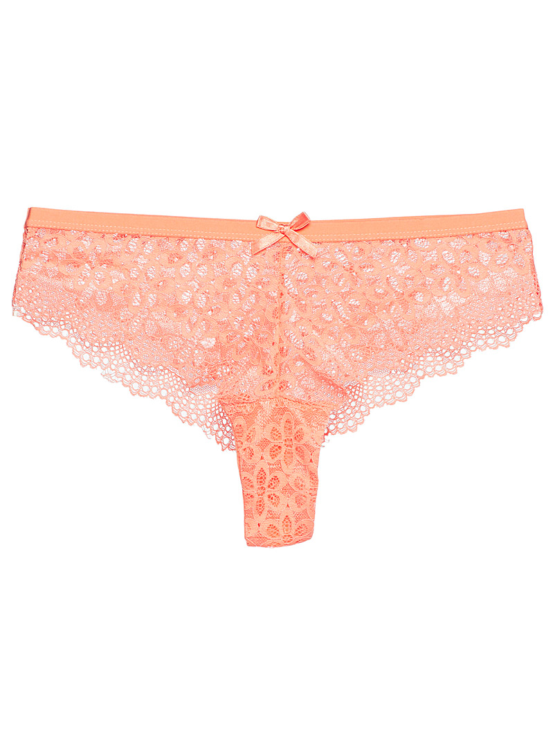 Miiyu Orange Lace flowers Brazilian panty for women