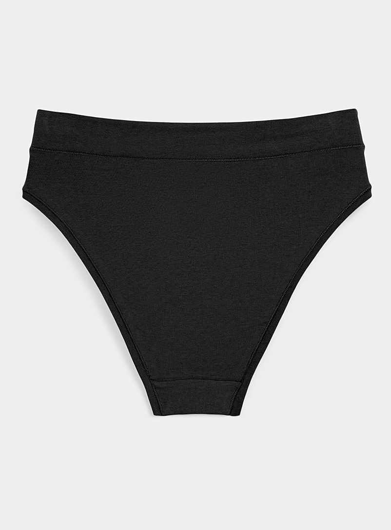 Miiyu Light Grey Plain high-cut bikini panty Cotton for women