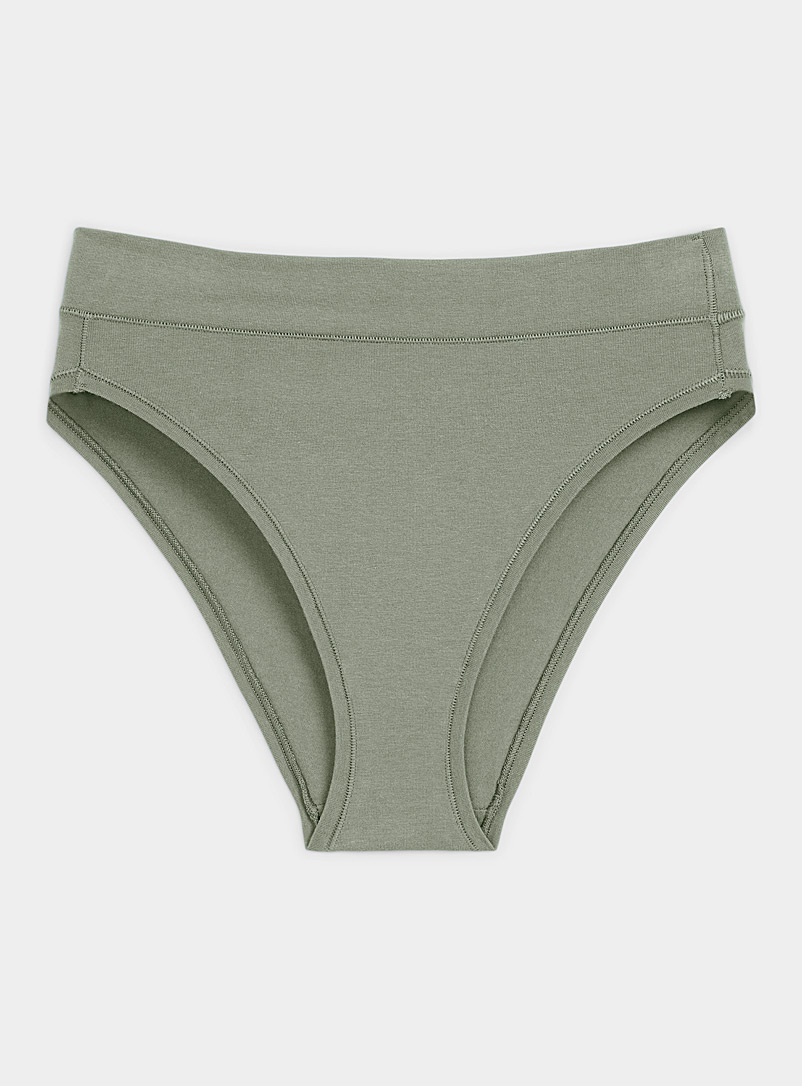 Miiyu Green Plain cotton high-cut bikini panty for women