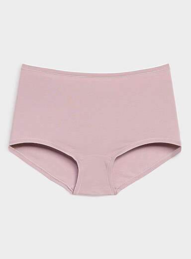 Miiyu Pink Plain high-waist boyshort Cotton for women