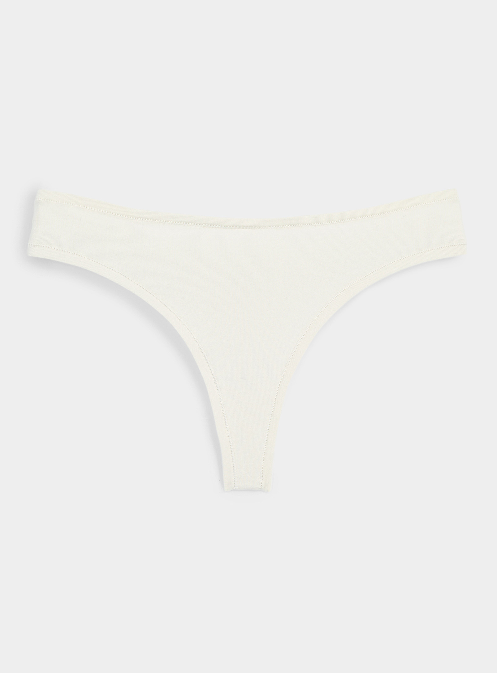Miiyu - Plain cotton thong (Women, White, LARGE)
